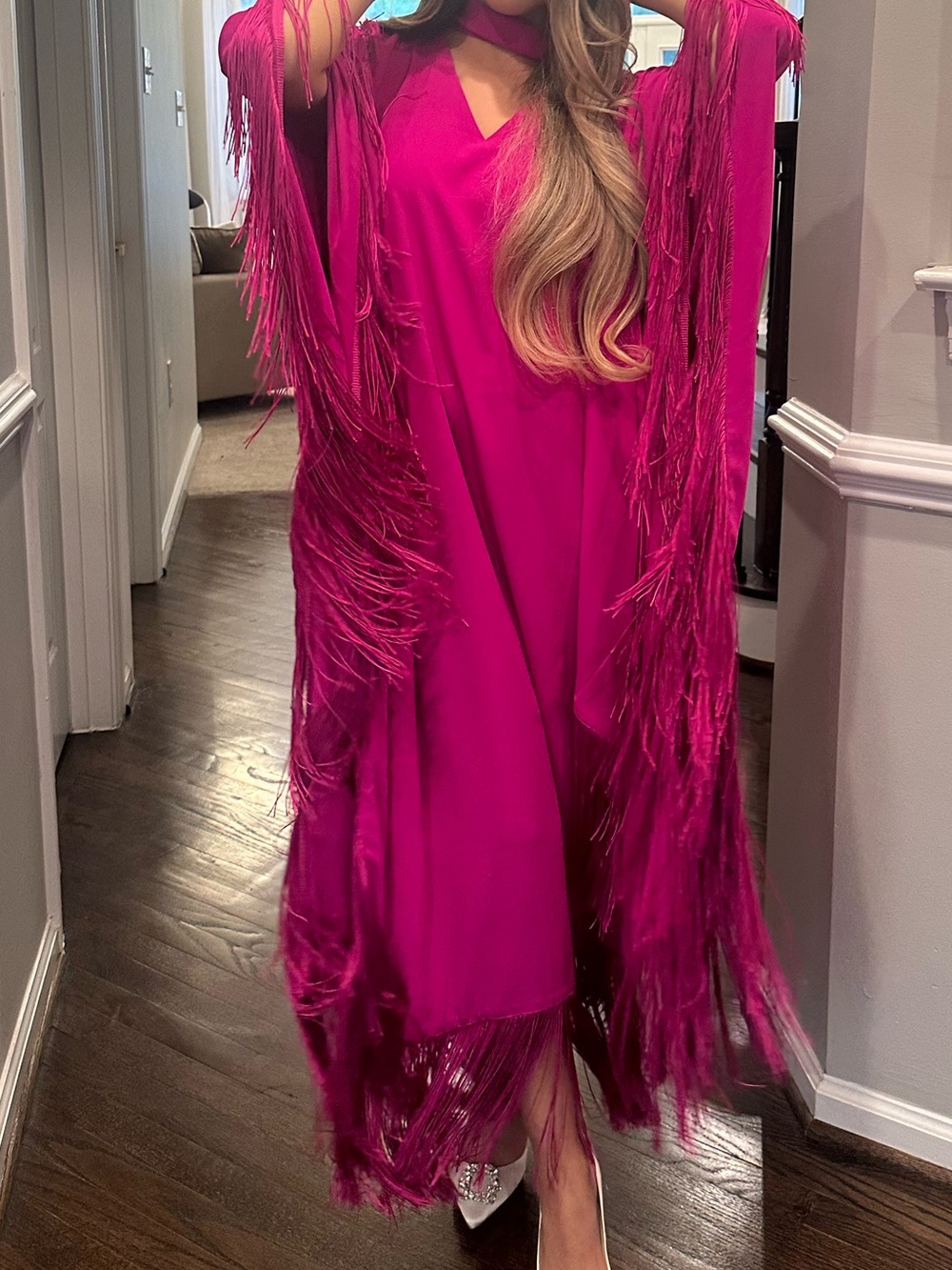 Fuchsia Fringe Maxi Dress